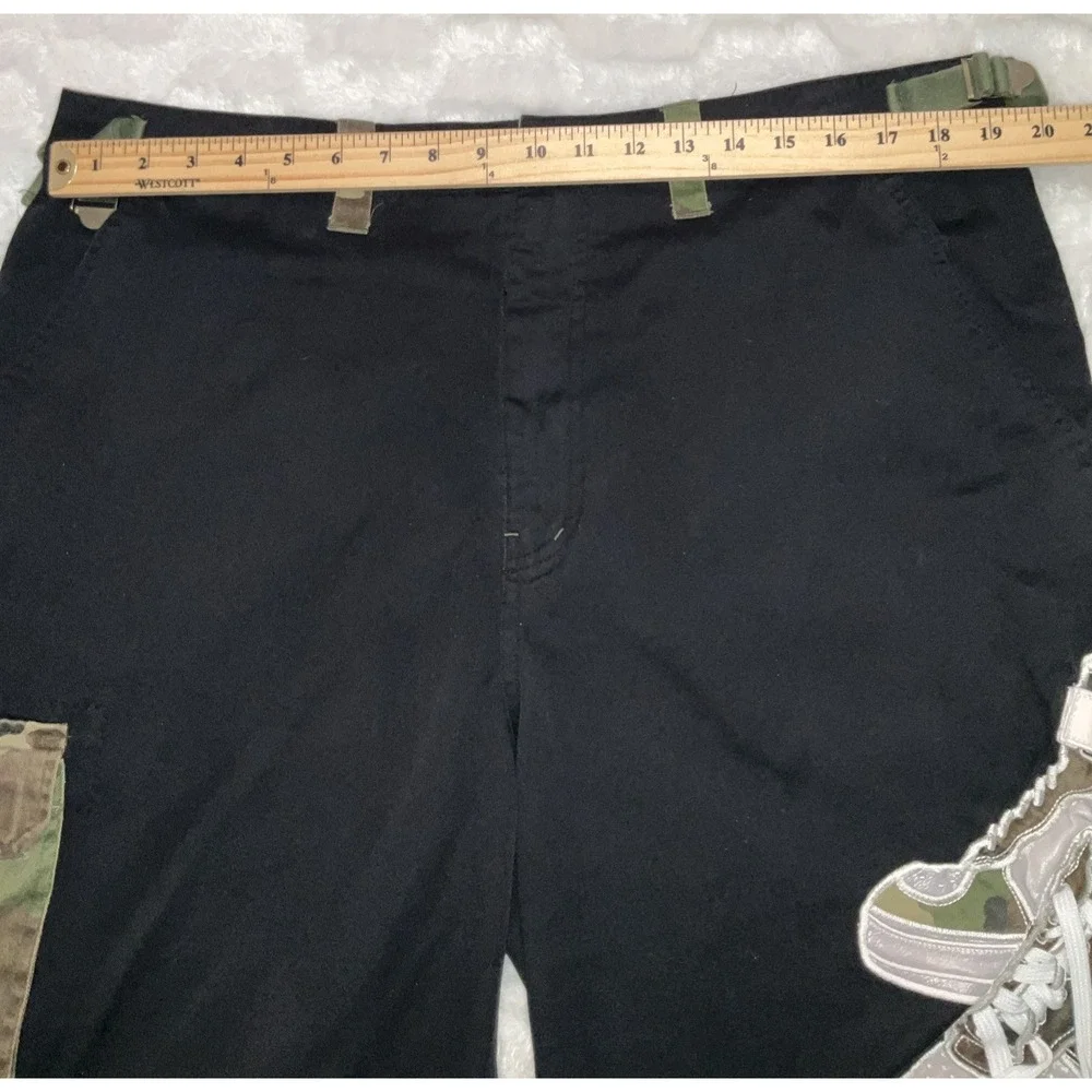 Raw Blue Cargo Shorts Mens Black Y2K Hip Hop Streetwear‎ Embroidered Size XL
